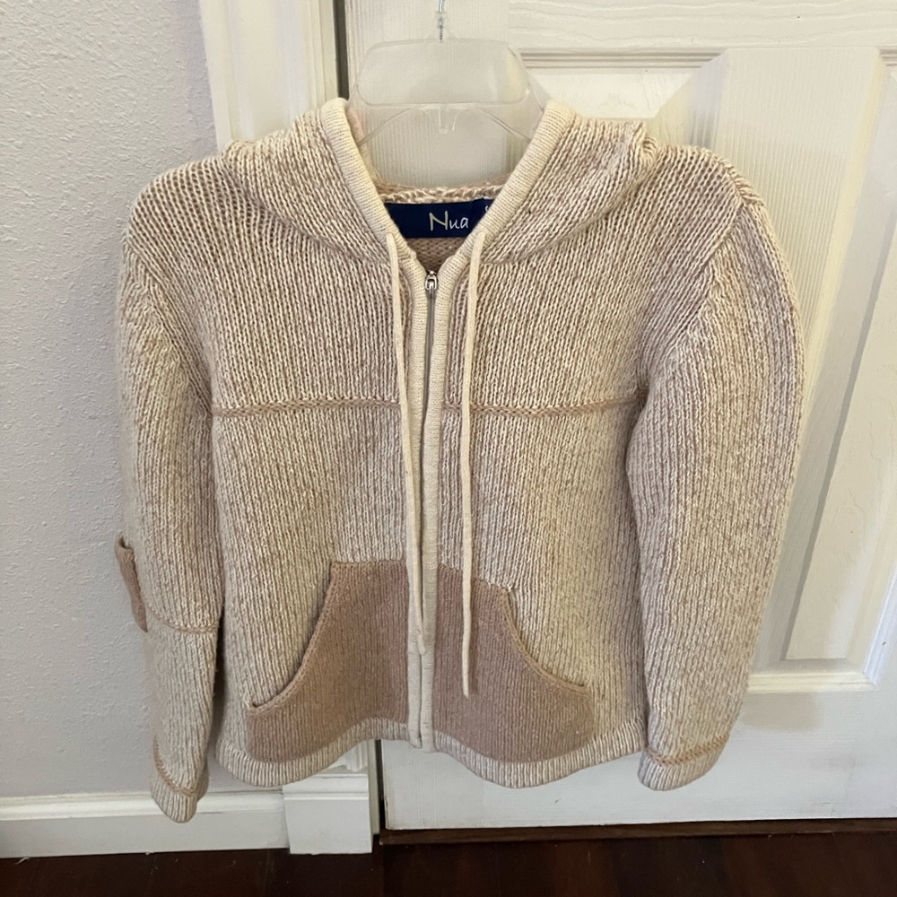 Nua cream zip up wool sweater
